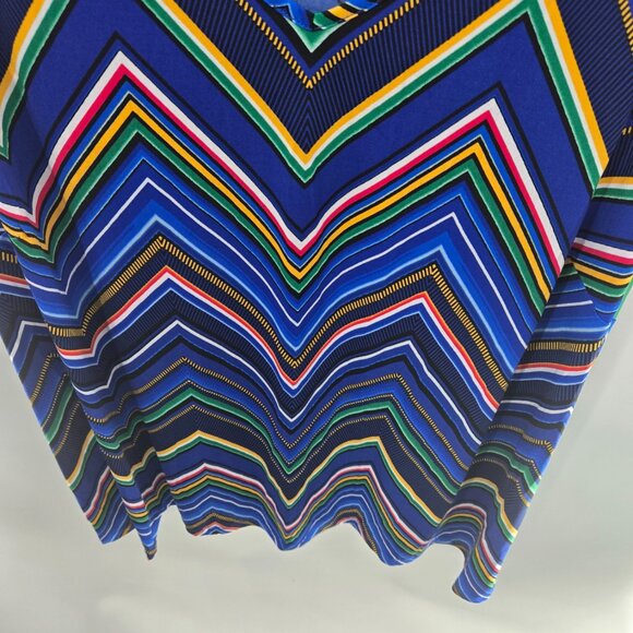 Catherine's Blue Chevron Stripes V-Neck Sleeveless Blouse Size 3x 26/28W - Picture 4 of 9